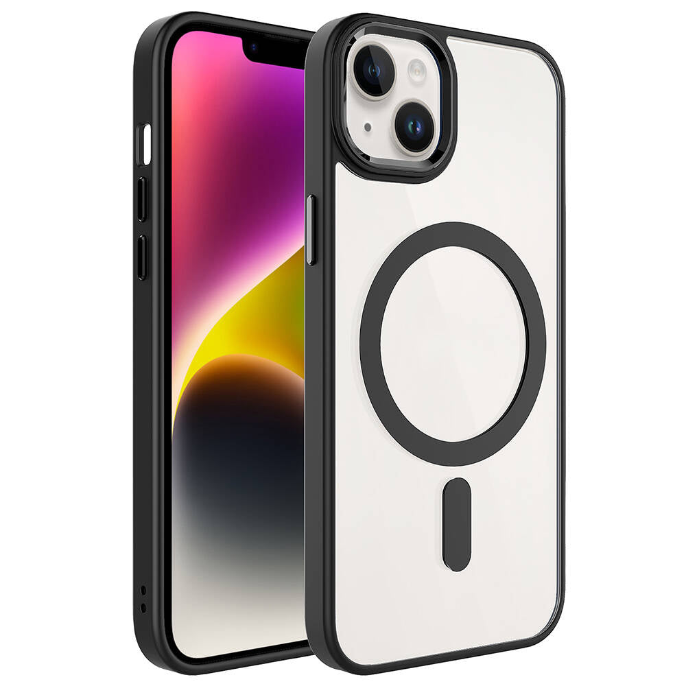 Apple iPhone 13 Uyumlu Kılıf Wireless Şarj Özellikli Zore Krom M-safe Silikon Kapak