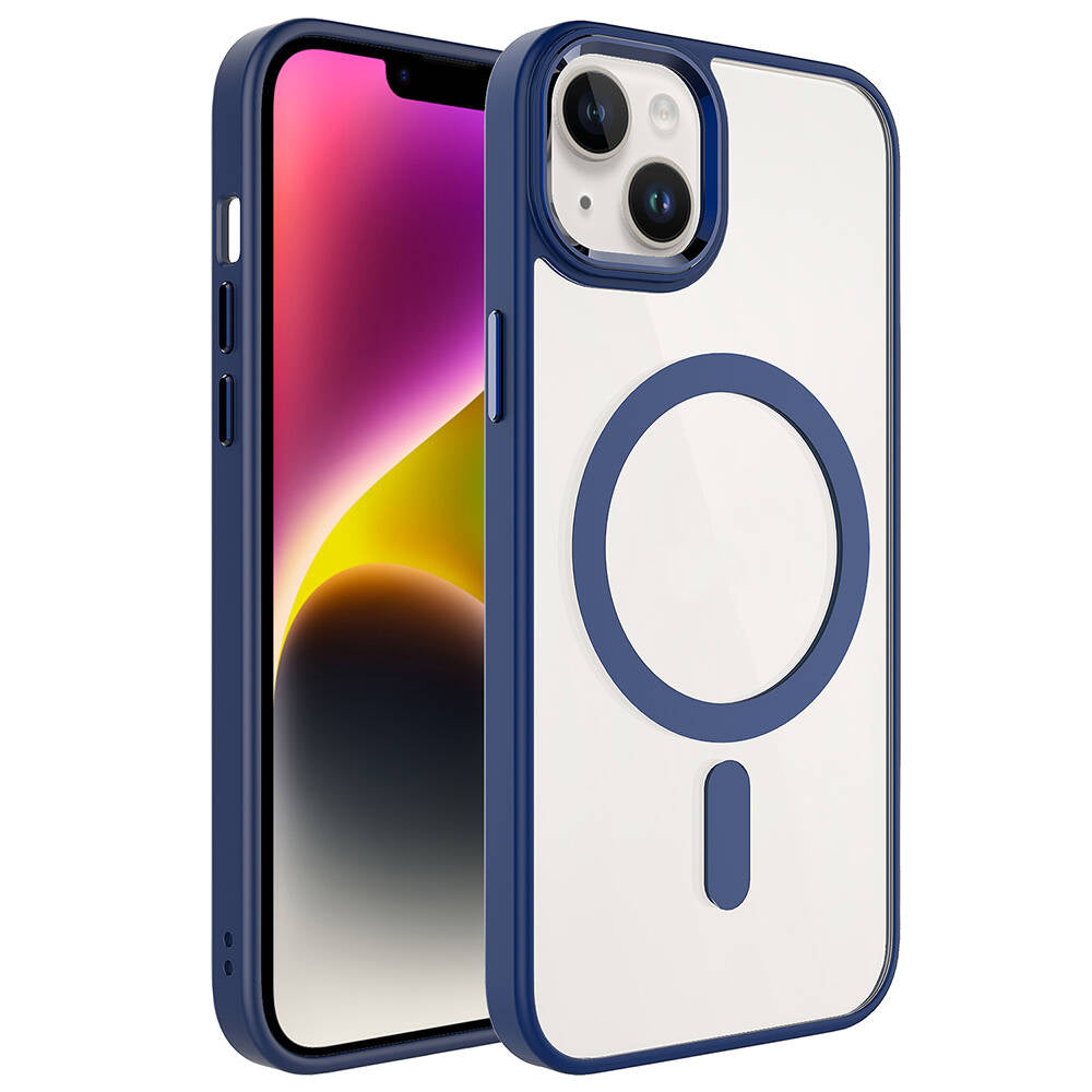 Apple iPhone 13 Uyumlu Kılıf Wireless Şarj Özellikli Zore Krom M-safe Silikon Kapak