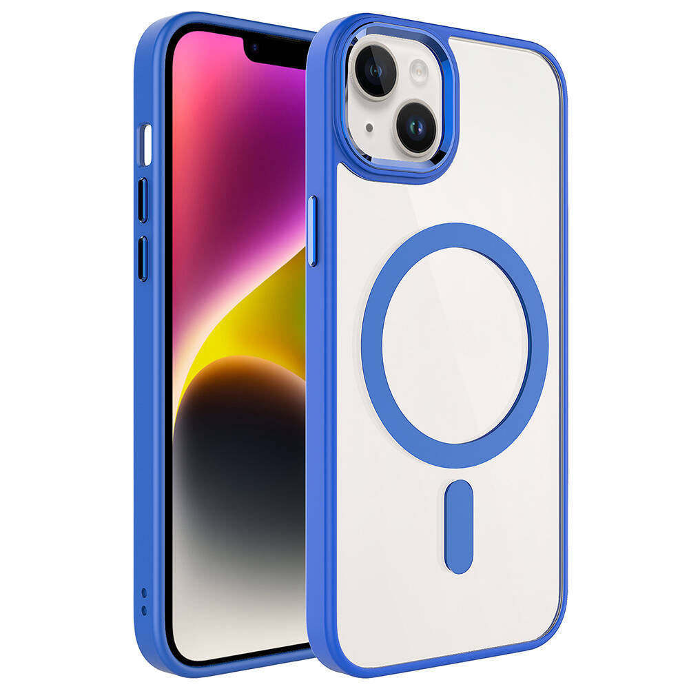Apple iPhone 13 Uyumlu Kılıf Wireless Şarj Özellikli Zore Krom M-safe Silikon Kapak