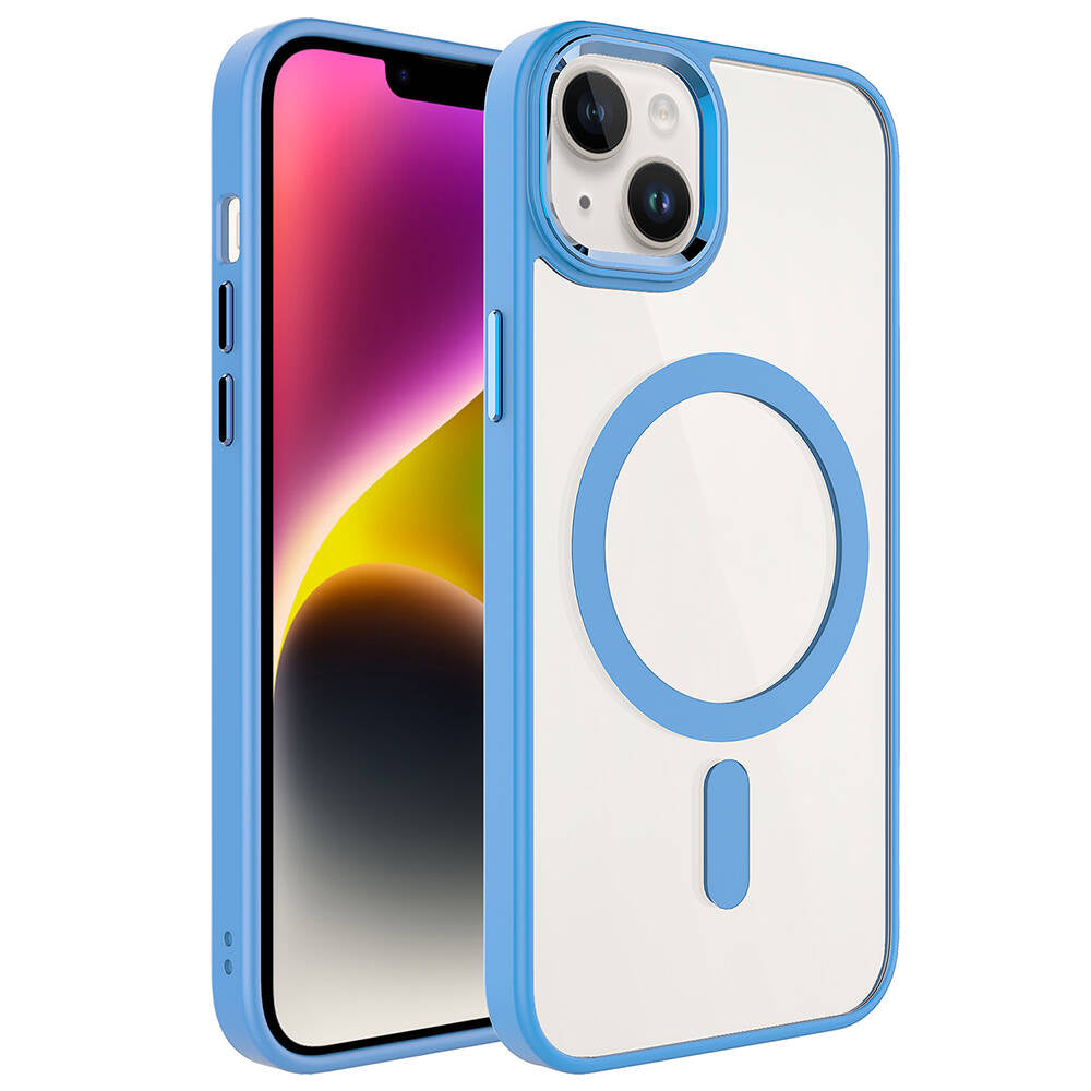 Apple iPhone 13 Uyumlu Kılıf Wireless Şarj Özellikli Zore Krom M-safe Silikon Kapak