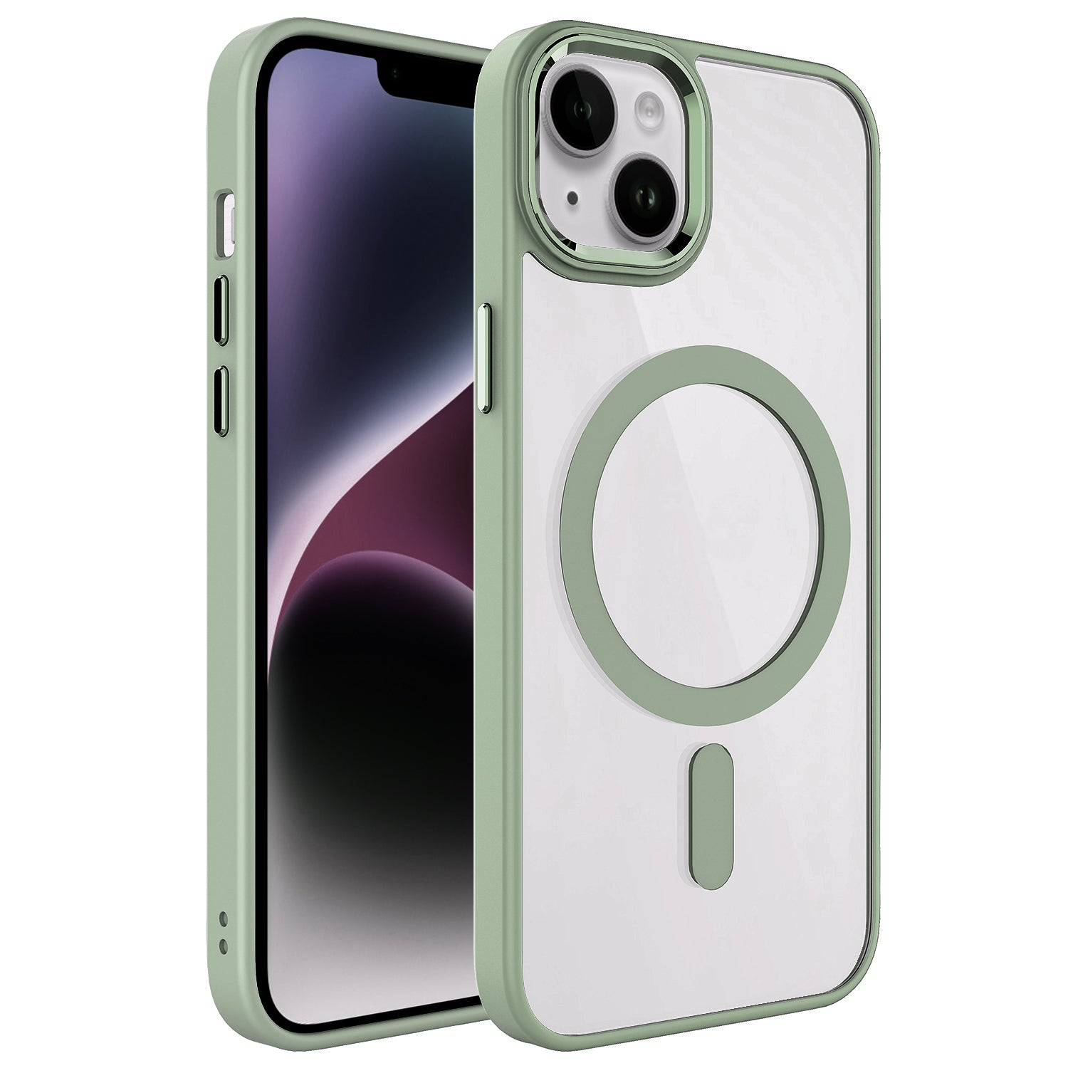 Apple iPhone 13 Uyumlu Kılıf Wireless Şarj Özellikli Zore Krom M-safe Silikon Kapak