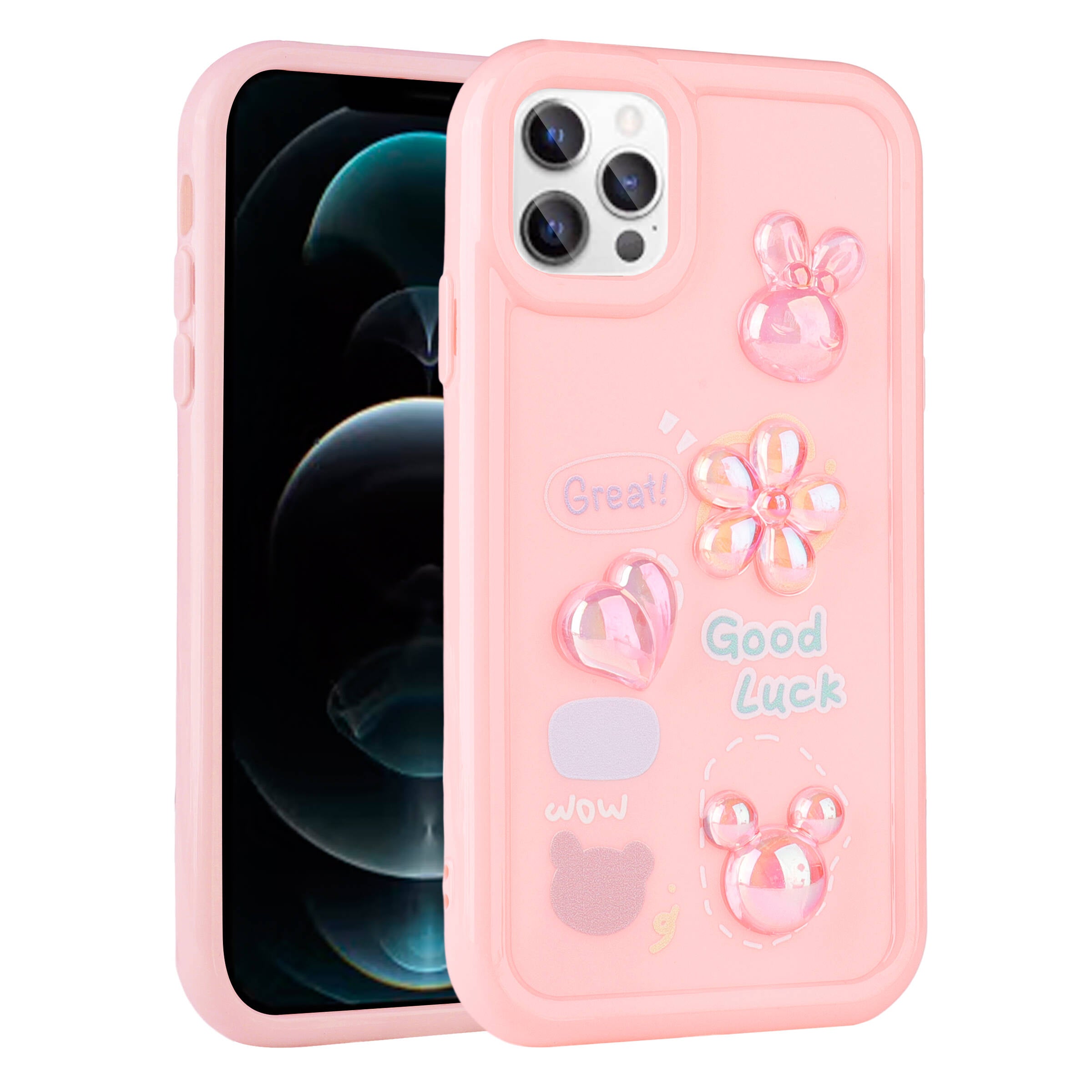 Apple iPhone 13 Pro Uyumlu Kılıf Kabartma Figürlü Parlak Zore Toys Silikon Kapak