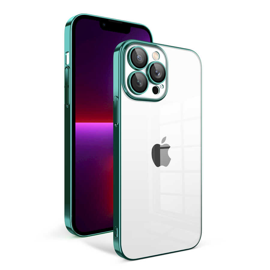 Apple iPhone 13 Pro Uyumlu Kılıf Kamera Korumalı Renkli Çerçeveli Zore Garaj Kapak