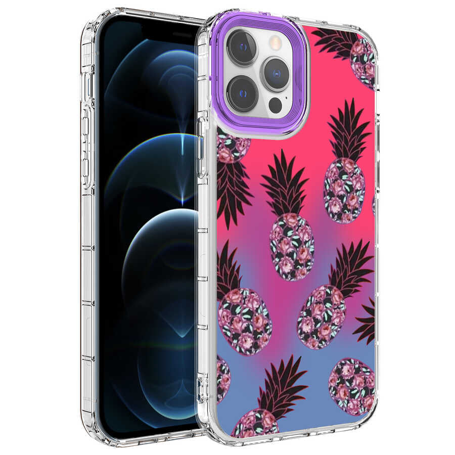 Apple iPhone 13 Pro Uyumlu Kılıf Kamera Korumalı Renkli Desenli Sert Silikon Zore Korn Kapak