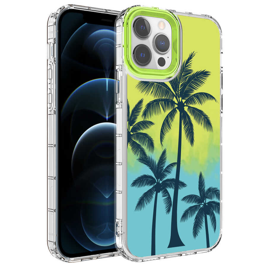 Apple iPhone 13 Pro Uyumlu Kılıf Kamera Korumalı Renkli Desenli Sert Silikon Zore Korn Kapak