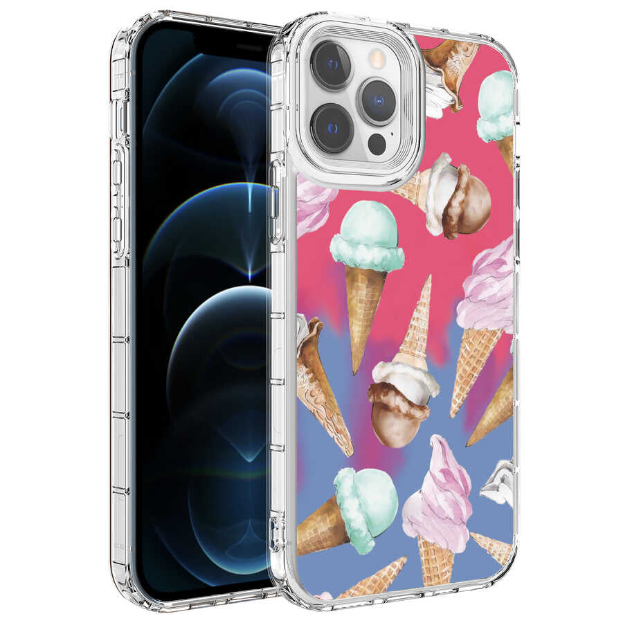 Apple iPhone 13 Pro Uyumlu Kılıf Kamera Korumalı Renkli Desenli Sert Silikon Zore Korn Kapak