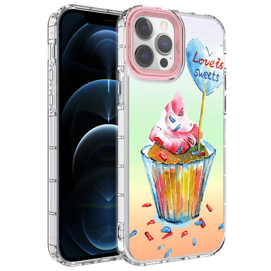 Apple iPhone 13 Pro Uyumlu Kılıf Kamera Korumalı Renkli Desenli Sert Silikon Zore Korn Kapak