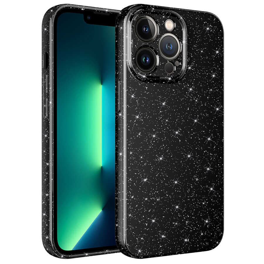 Apple iPhone 13 Pro Uyumlu Kılıf Kamera Korumalı Simli Lüks Zore Koton Kapak