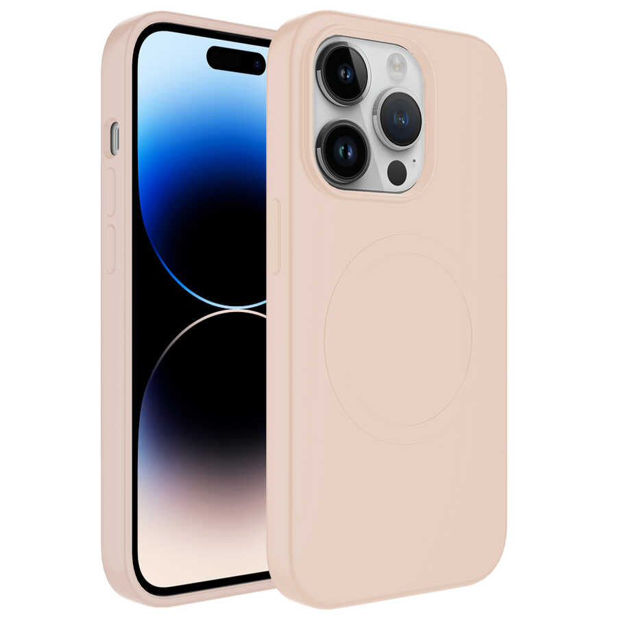 Apple iPhone 13 Pro Uyumlu Kılıf M-safe Wireless Şarj Özellikli Pastel Renk Silikon Zore Plas Kapak