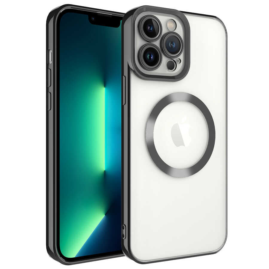 Apple iPhone 13 Pro Uyumlu Kılıf M-safe Wireless Şarj Özellikli Zore Setro Silikon