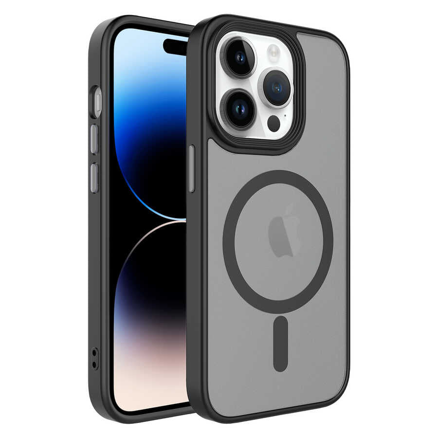 Apple iPhone 13 Pro Uyumlu Kılıf Mat Arka Yüzey Wireless Şarj Özellikli Zore Flet M-safe Kapak