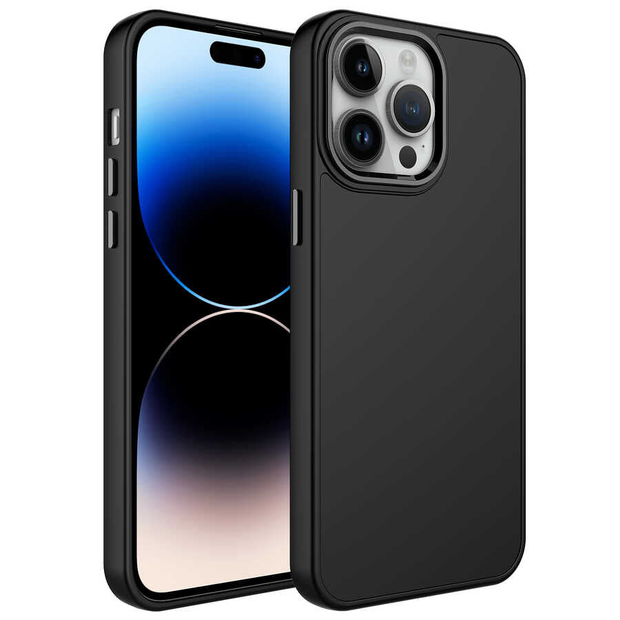 Apple iPhone 13 Pro Uyumlu Kılıf Metal Çerçeve ve Buton Tasarımlı Silikon Zore Luna Kapak