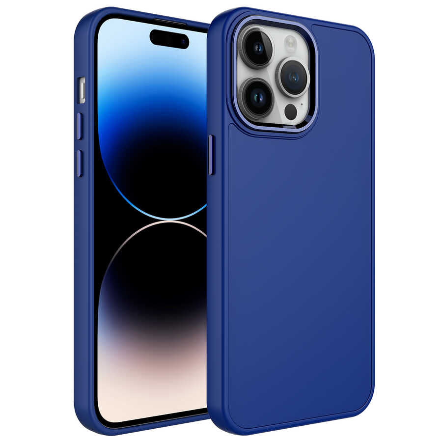 Apple iPhone 13 Pro Uyumlu Kılıf Metal Çerçeve ve Buton Tasarımlı Silikon Zore Luna Kapak