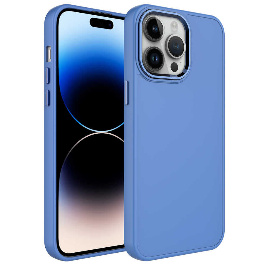 Apple iPhone 13 Pro Uyumlu Kılıf Metal Çerçeve ve Buton Tasarımlı Silikon Zore Luna Kapak