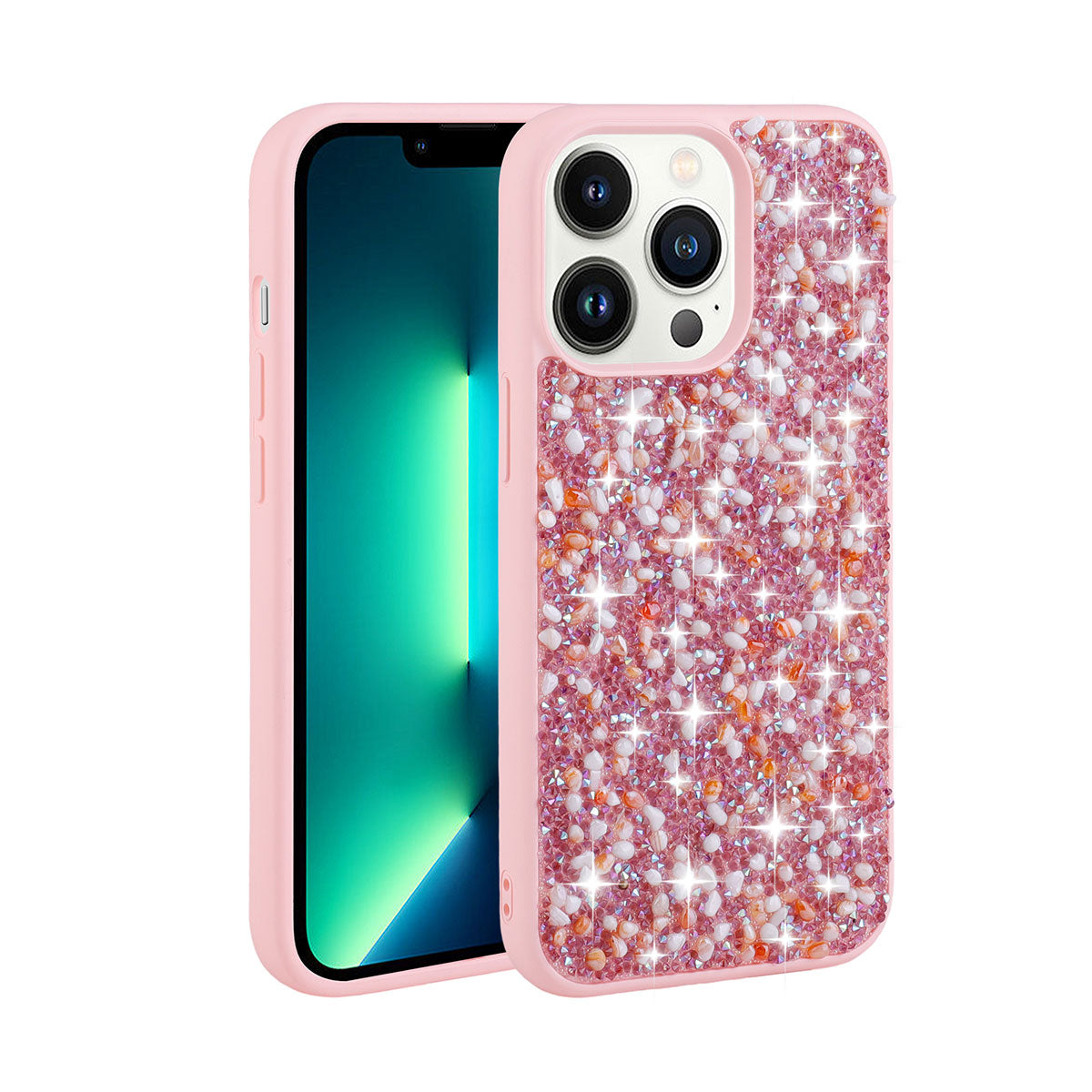 Apple iPhone 13 Pro Uyumlu Kılıf Parlak Taşlı Tasarım Zore Linea Kapak