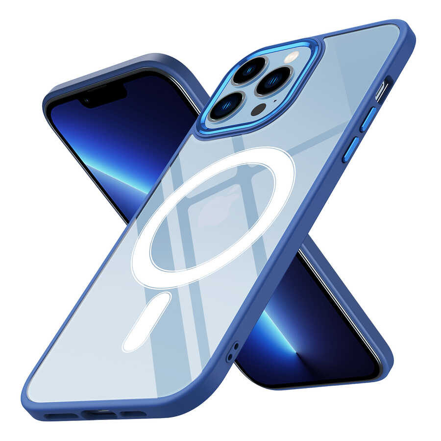 Apple iPhone 13 Pro Uyumlu Kılıf Wireless Şarj Özellikli Zore Krom M-safe Silikon Kapak
