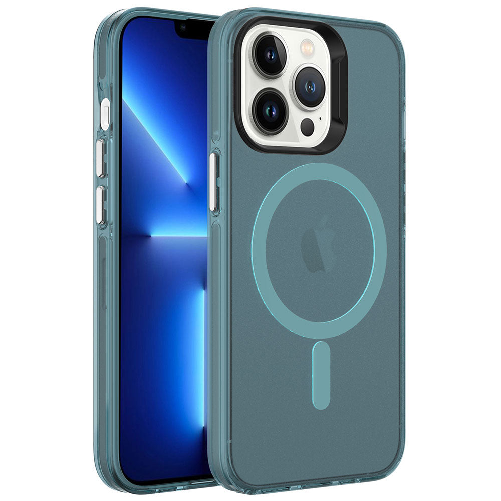 Apple iPhone 13 Pro Uyumlu Kılıf Zore M-safe Şarj Özellikli Buzlu Transparan C-Pro Sert Kapak