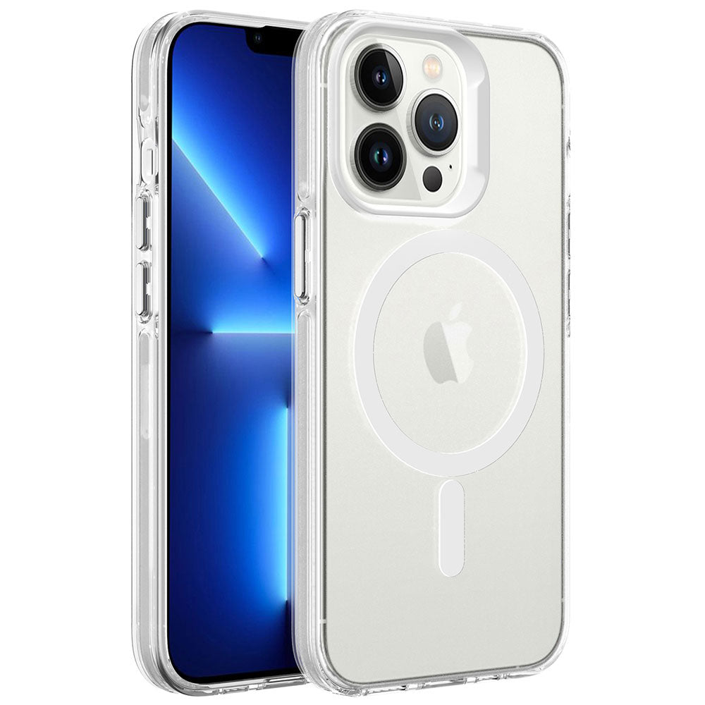 Apple iPhone 13 Pro Uyumlu Kılıf Zore M-safe Şarj Özellikli Buzlu Transparan C-Pro Sert Kapak