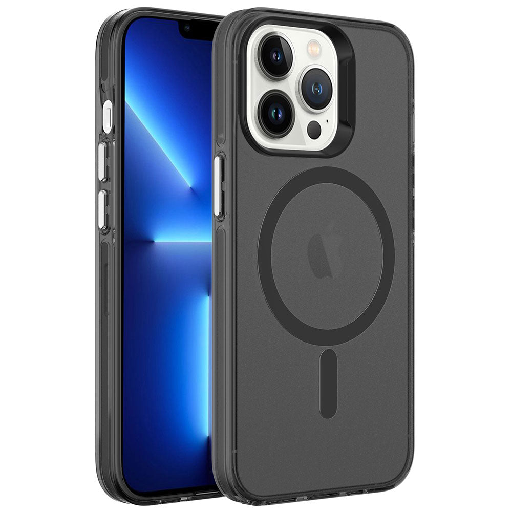 Apple iPhone 13 Pro Uyumlu Kılıf Zore M-safe Şarj Özellikli Buzlu Transparan C-Pro Sert Kapak