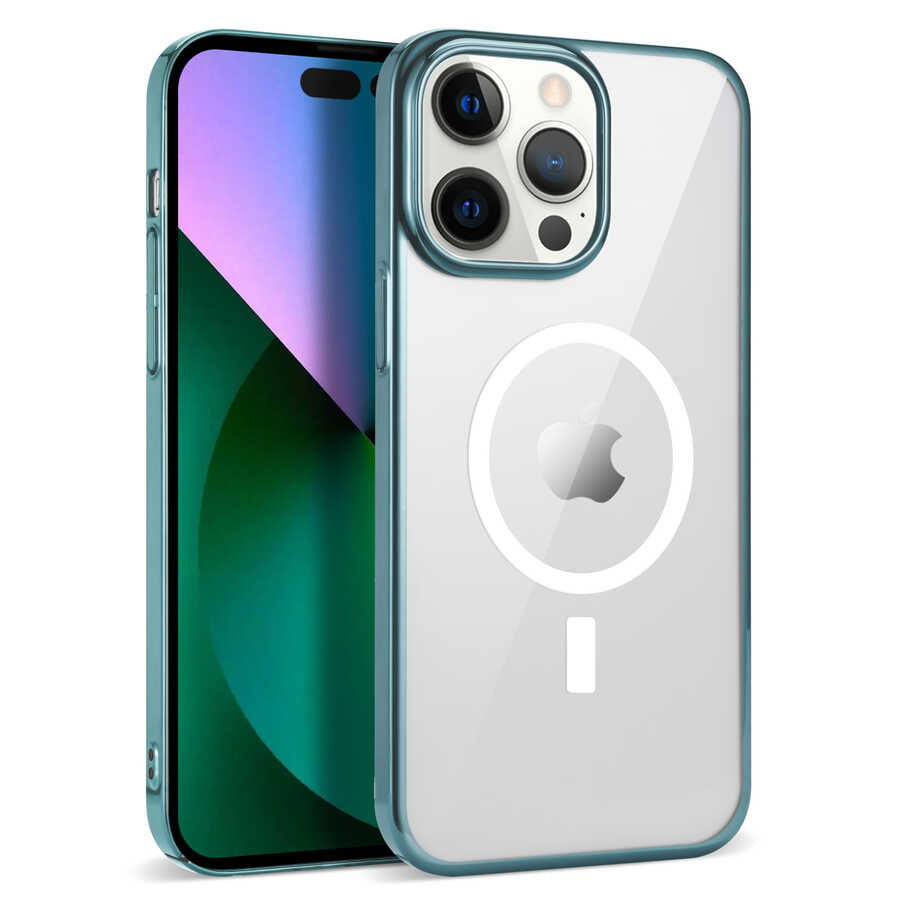 Apple iPhone 13 Pro Uyumlu Kılıf Zore Wireless Şarj Özellikli Pixel M-safe Kapak