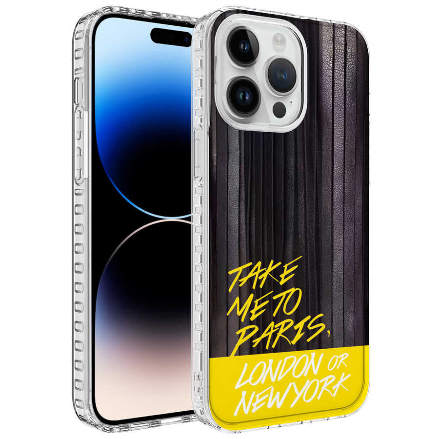 Apple iPhone 13 Pro Max Uyumlu Kılıf Airbag Kenarlı Renkli Desenli Silikon Zore Elegans Kapak