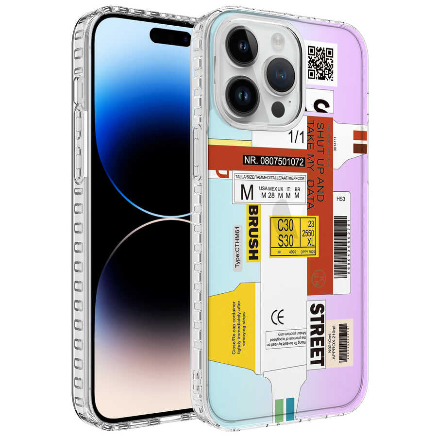 Apple iPhone 13 Pro Max Uyumlu Kılıf Airbag Kenarlı Renkli Desenli Silikon Zore Elegans Kapak