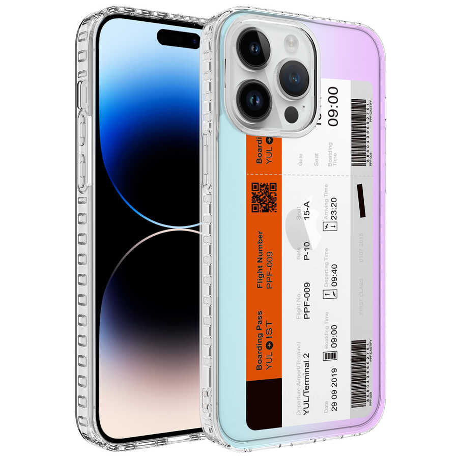 Apple iPhone 13 Pro Max Uyumlu Kılıf Airbag Kenarlı Renkli Desenli Silikon Zore Elegans Kapak