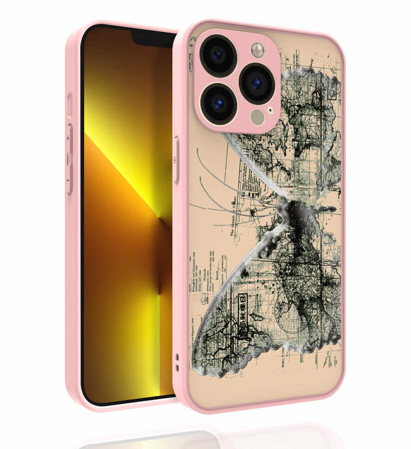 Apple iPhone 13 Pro Max Uyumlu Kılıf Desenli Kamera Korumalı Parlak Zore Nora Kapak