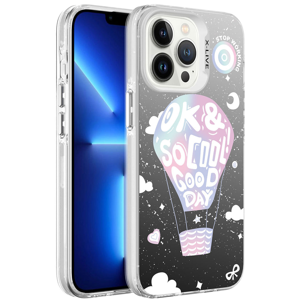 Apple iPhone 13 Pro Max Uyumlu Kılıf Desenli Zore Silver Sert Kapak