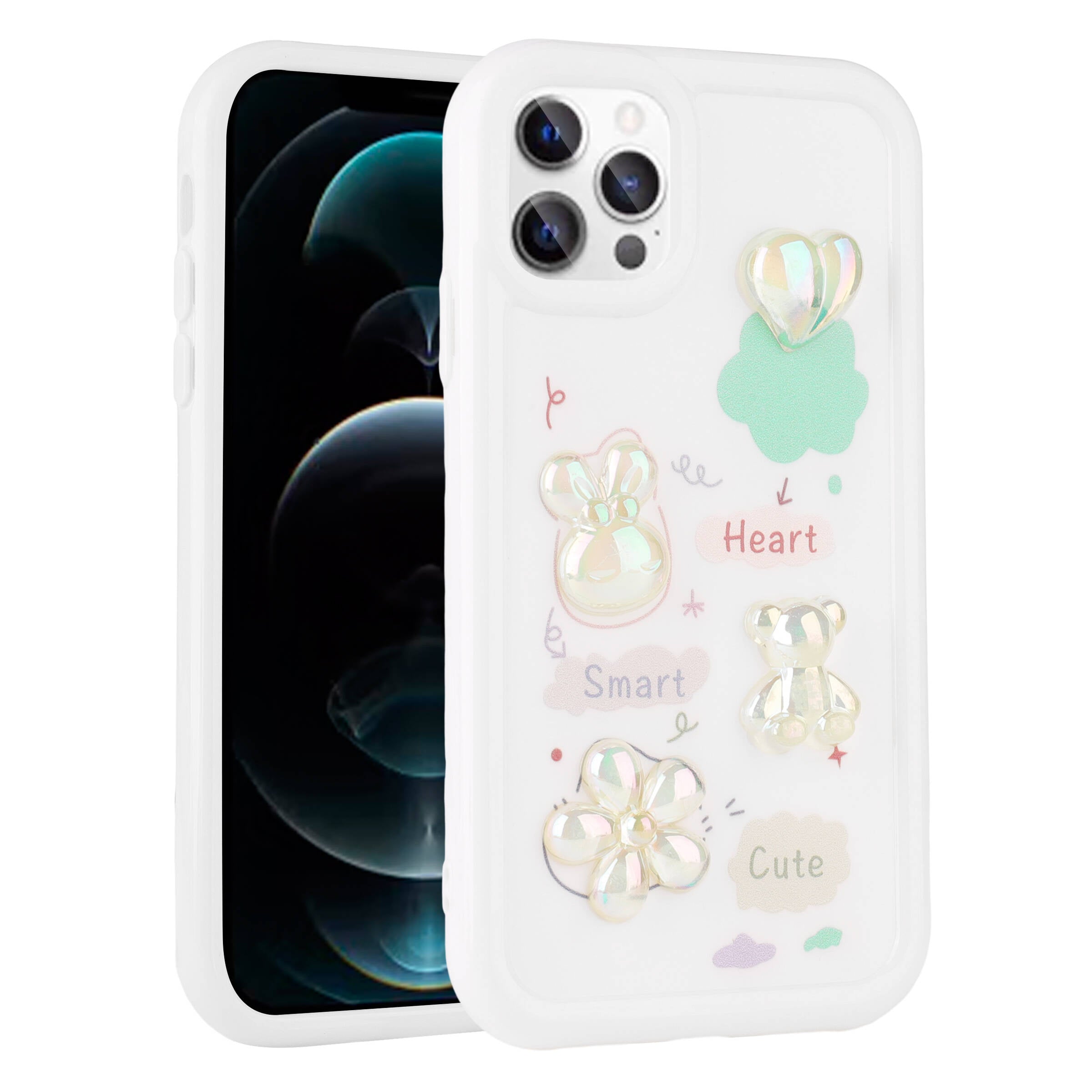 Apple iPhone 13 Pro Max Uyumlu Kılıf Kabartma Figürlü Parlak Zore Toys Silikon Kapak