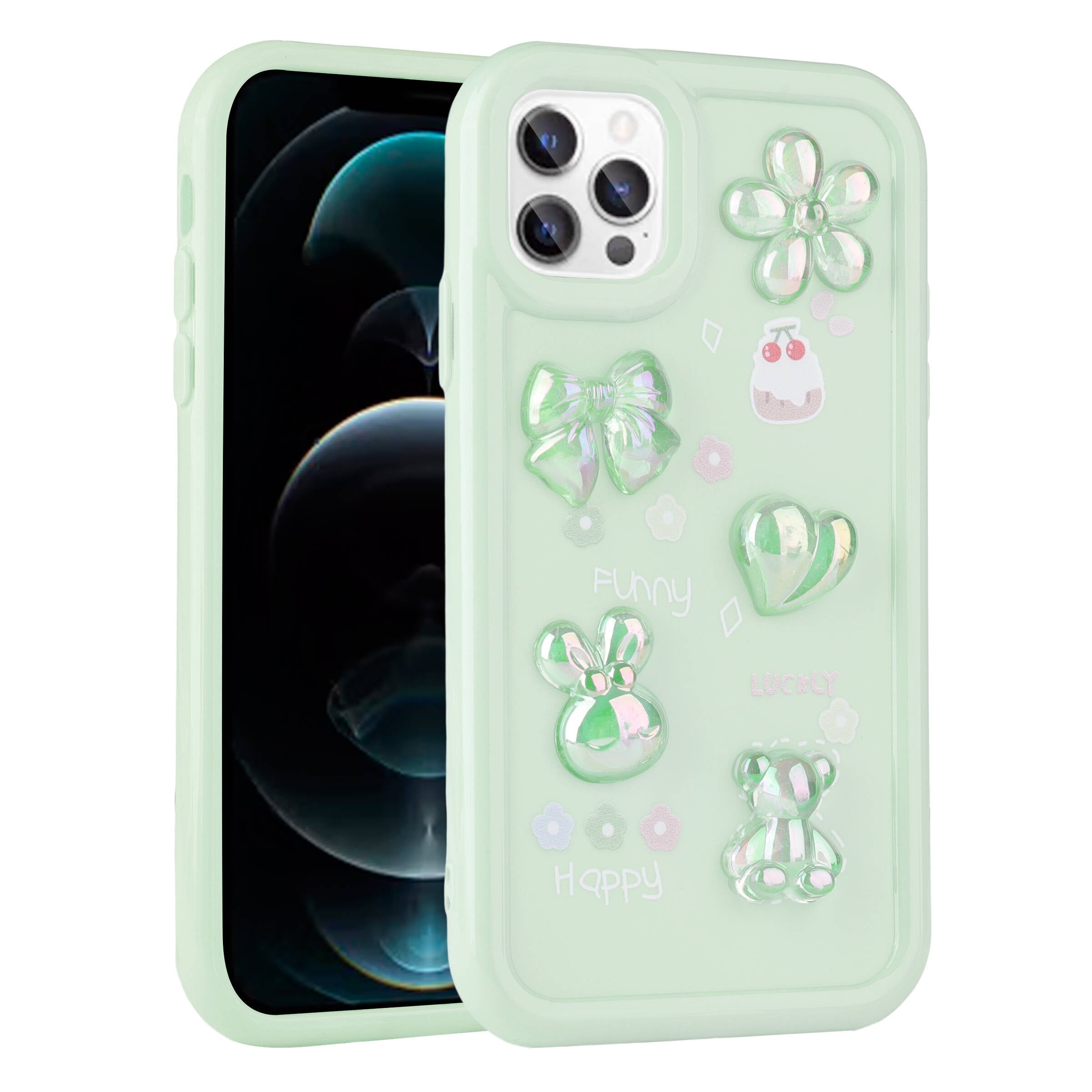 Apple iPhone 13 Pro Max Uyumlu Kılıf Kabartma Figürlü Parlak Zore Toys Silikon Kapak
