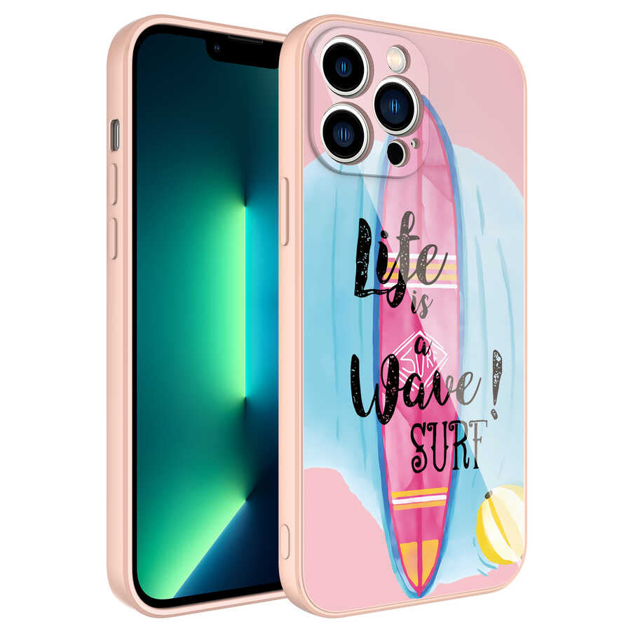 Apple iPhone 13 Pro Max Uyumlu Kılıf Kamera Korumalı Desenli Sert Silikon Zore Epoksi Kapak