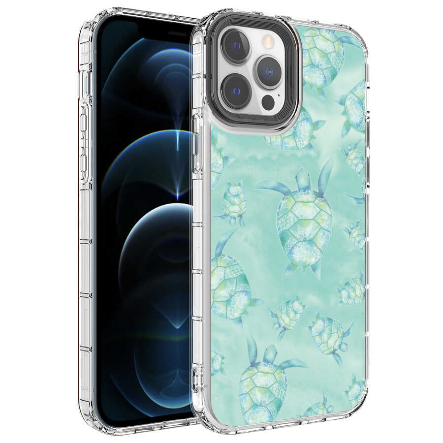 Apple iPhone 13 Pro Max Uyumlu Kılıf Kamera Korumalı Renkli Desenli Sert Silikon Zore Korn Kapak