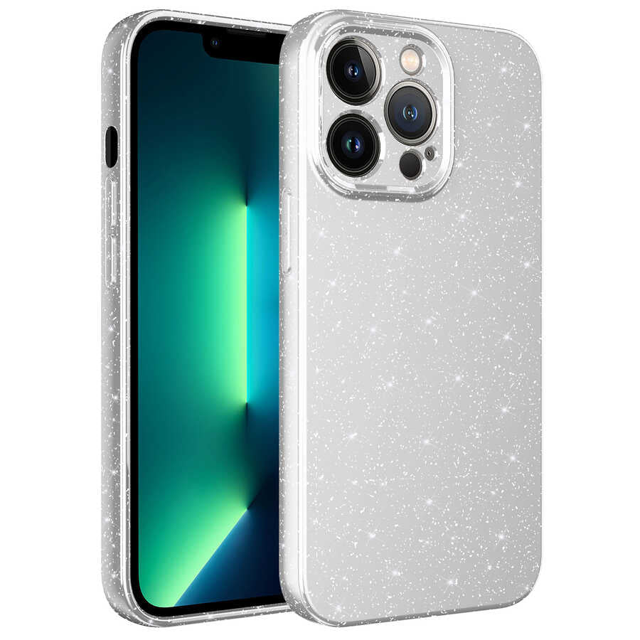 Apple iPhone 13 Pro Max Uyumlu Kılıf Kamera Korumalı Simli Lüks Zore Koton Kapak