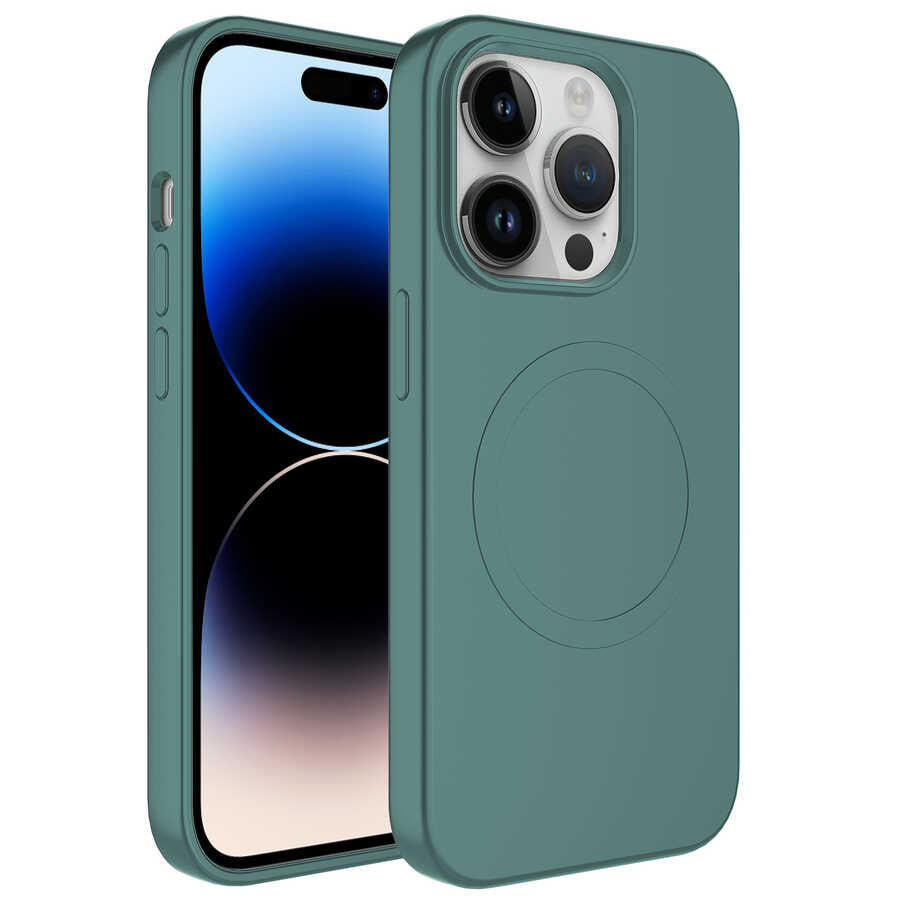 Apple iPhone 13 Pro Max Uyumlu Kılıf M-safe Wireless Şarj Özellikli Pastel Renk Silikon Zore Plas Kapak