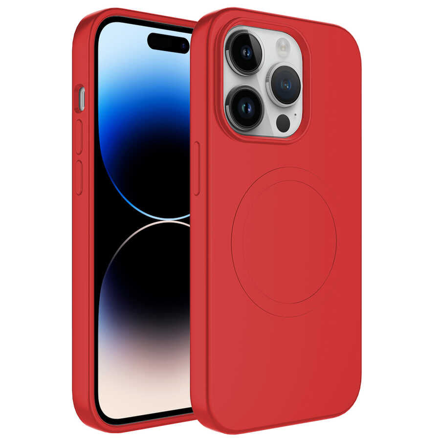 Apple iPhone 13 Pro Max Uyumlu Kılıf M-safe Wireless Şarj Özellikli Pastel Renk Silikon Zore Plas Kapak