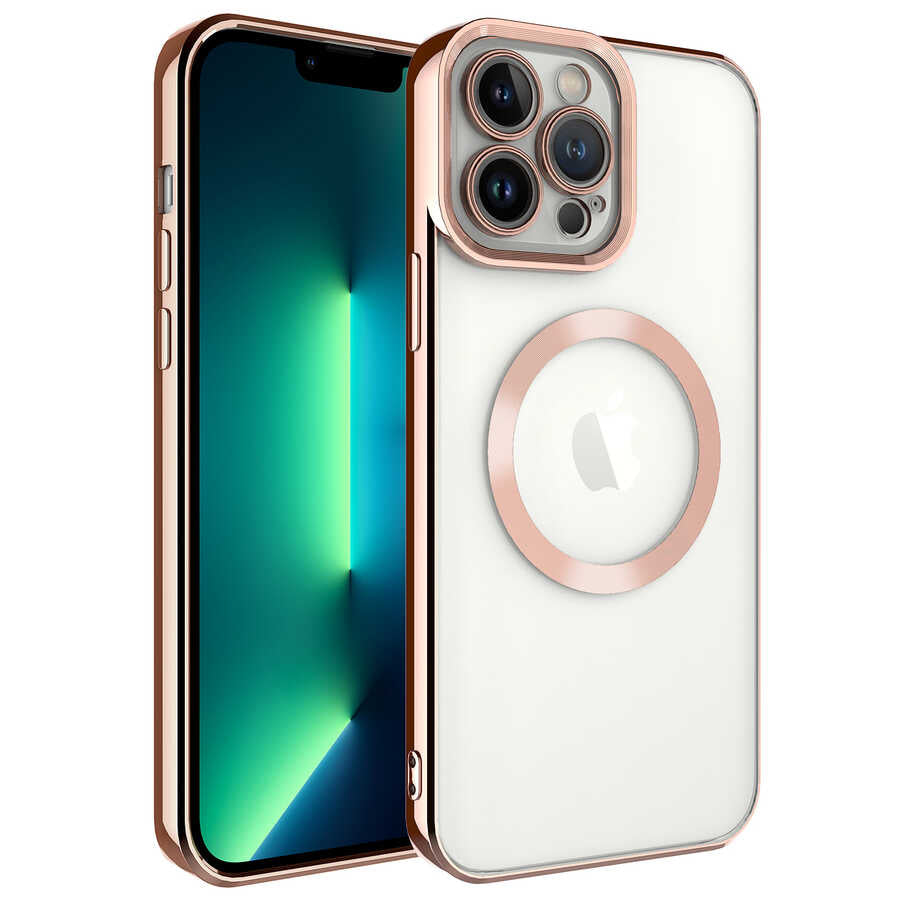 Apple iPhone 13 Pro Max Uyumlu Kılıf M-safe Wireless Şarj Özellikli Zore Setro Silikon