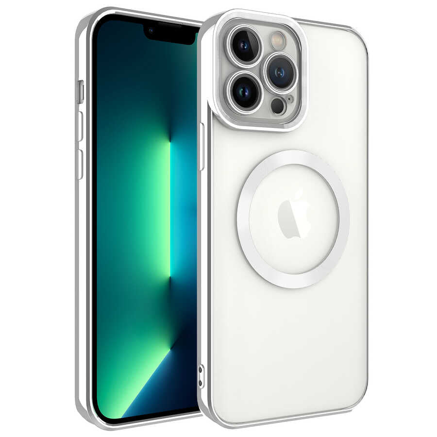 Apple iPhone 13 Pro Max Uyumlu Kılıf M-safe Wireless Şarj Özellikli Zore Setro Silikon