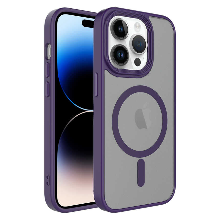 Apple iPhone 13 Pro Max Uyumlu Kılıf Mat Arka Yüzey Wireless Şarj Özellikli Zore Flet M-safe Kapak