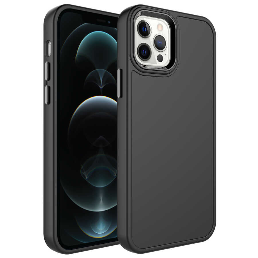 Apple iPhone 13 Pro Max Uyumlu Kılıf Metal Çerçeve ve Buton Tasarımlı Sert Zore Botox Kapak