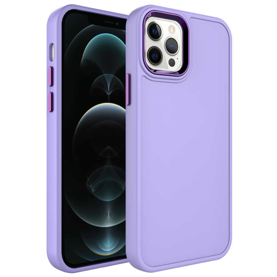 Apple iPhone 13 Pro Max Uyumlu Kılıf Metal Çerçeve ve Buton Tasarımlı Sert Zore Botox Kapak