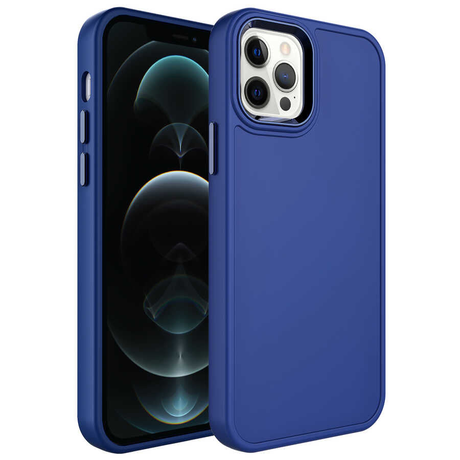 Apple iPhone 13 Pro Max Uyumlu Kılıf Metal Çerçeve ve Buton Tasarımlı Sert Zore Botox Kapak