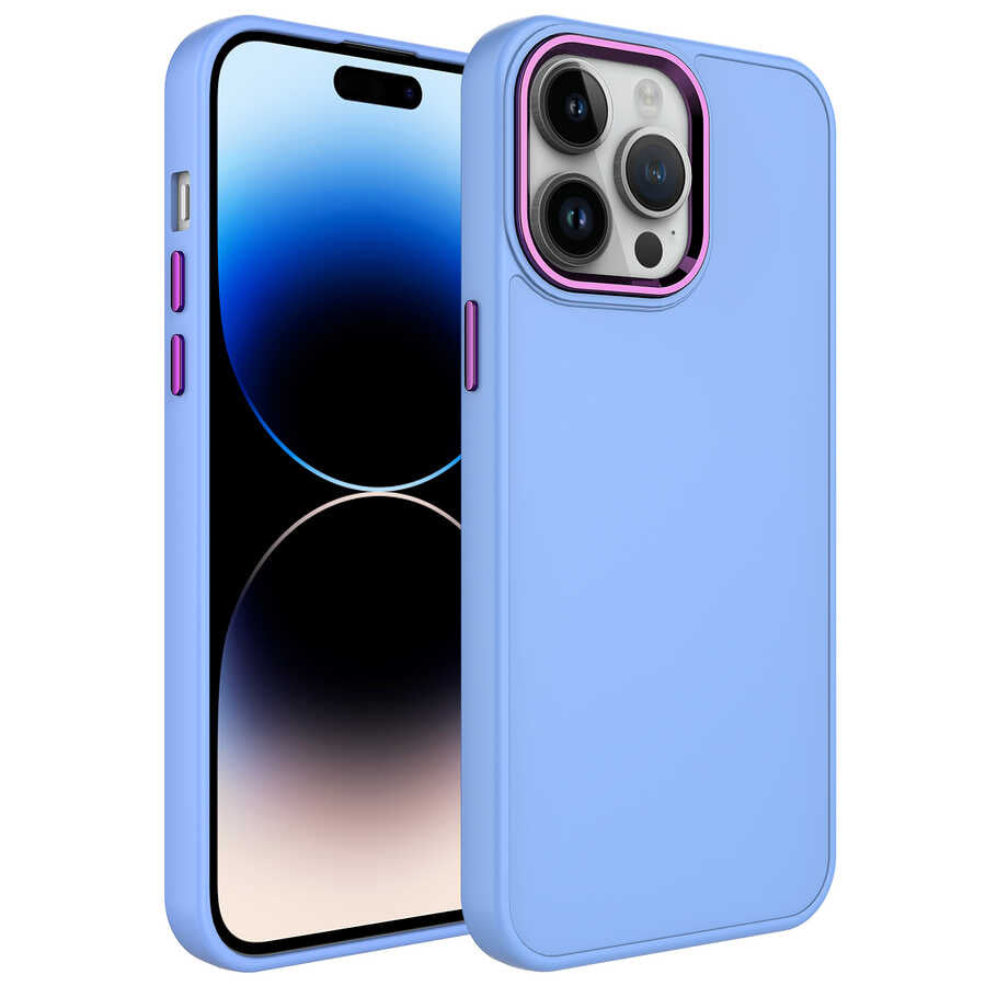 Apple iPhone 13 Pro Max Uyumlu Kılıf Metal Çerçeve ve Buton Tasarımlı Silikon Zore Luna Kapak