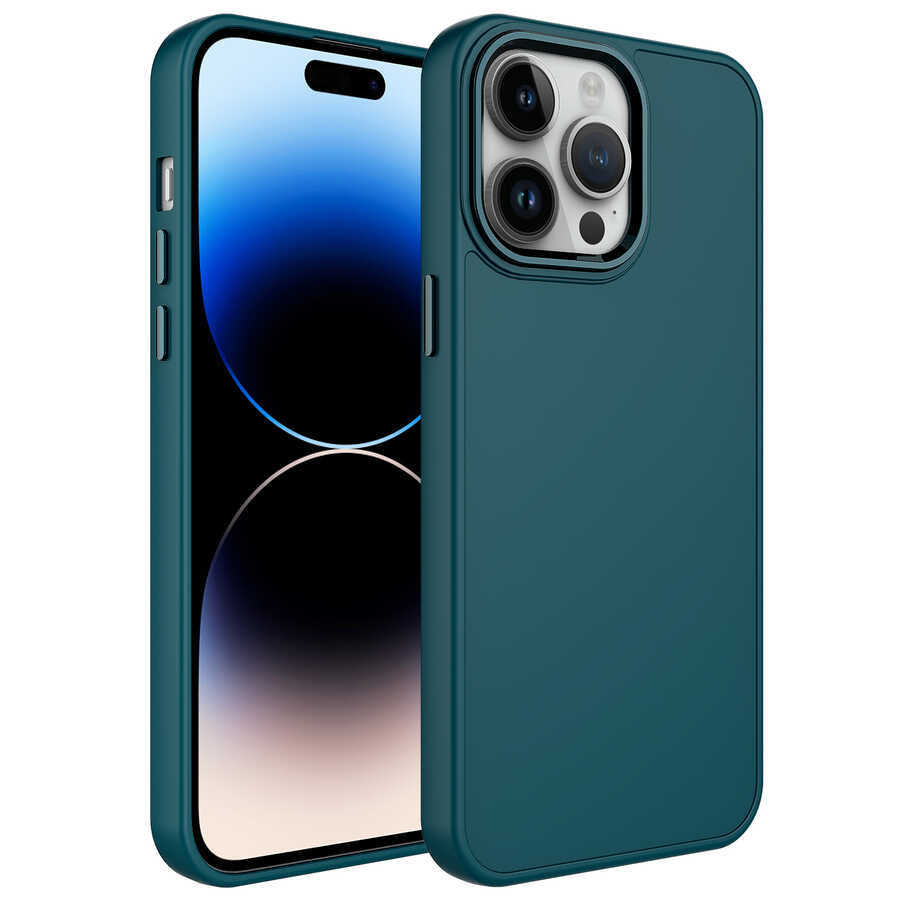 Apple iPhone 13 Pro Max Uyumlu Kılıf Metal Çerçeve ve Buton Tasarımlı Silikon Zore Luna Kapak