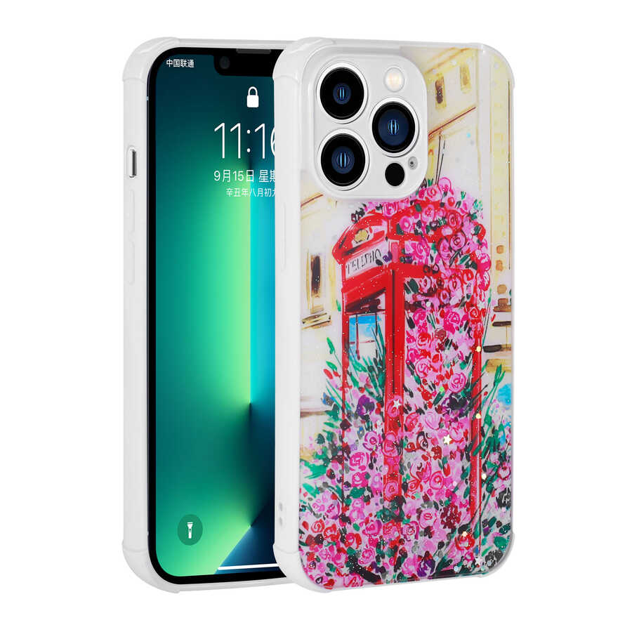 Apple iPhone 13 Pro Max Uyumlu Kılıf Simli Desenli Kamera Korumalı Parlak Zore Popy Kapak