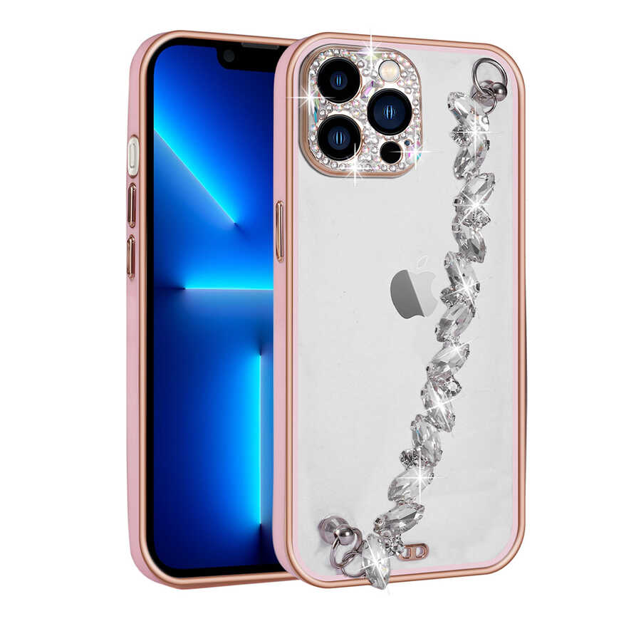 Apple iPhone 13 Pro Max Uyumlu Kılıf Taş Süslemeli Kamera Korumalı El Tutamaçlı Zore Blazer Kapak