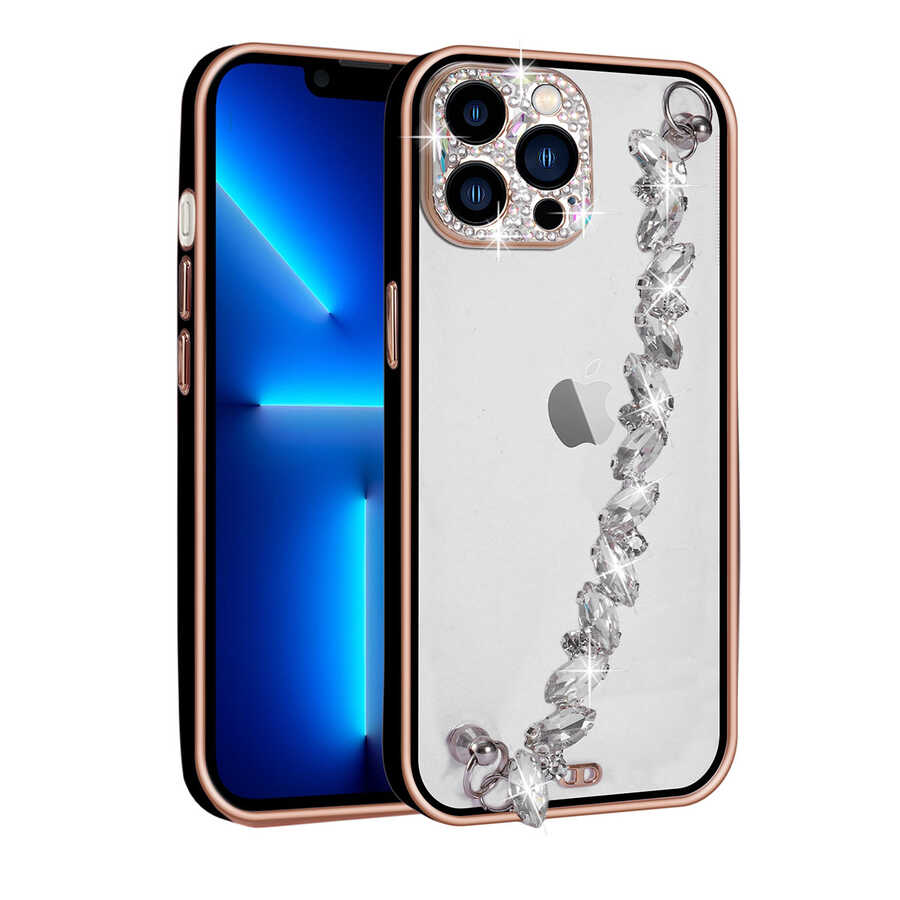Apple iPhone 13 Pro Max Uyumlu Kılıf Taş Süslemeli Kamera Korumalı El Tutamaçlı Zore Blazer Kapak
