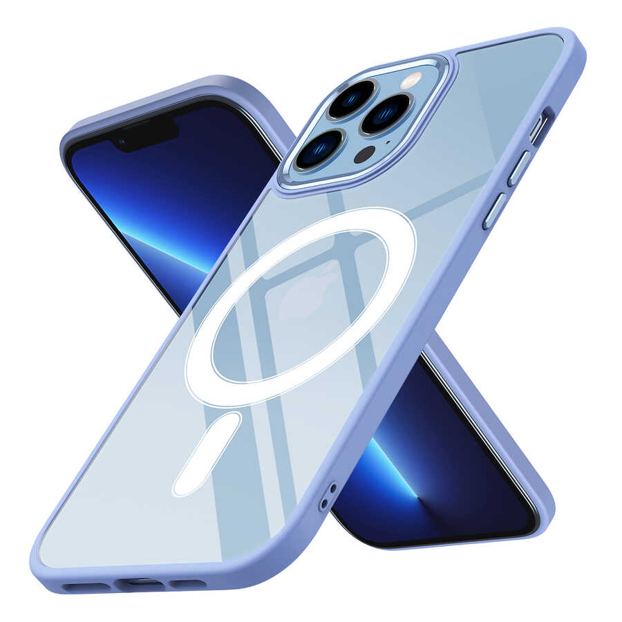 Apple iPhone 13 Pro Max Uyumlu Kılıf Wireless Şarj Özellikli Zore Krom M-safe Silikon Kapak