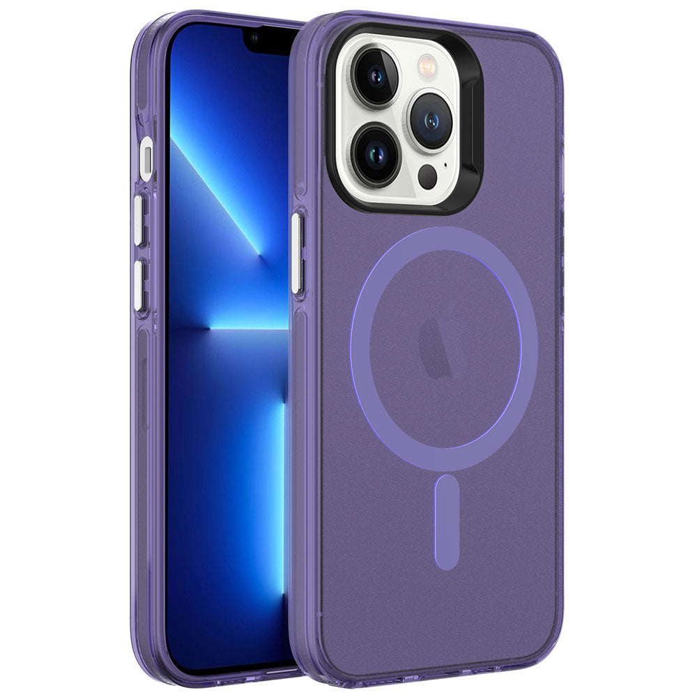 Apple iPhone 13 Pro Max Uyumlu Kılıf Zore M-safe Şarj Özellikli Buzlu Transparan C-Pro Sert Kapak