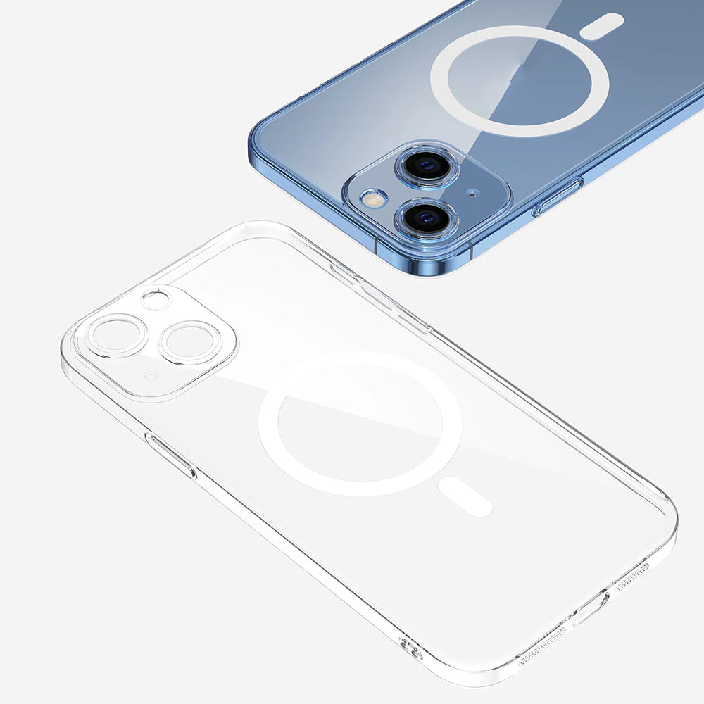 Apple iPhone 14 Kamera Korumalı M-Safe Şarj Özellikli Şeffaf Zore London Sert PC Kapak